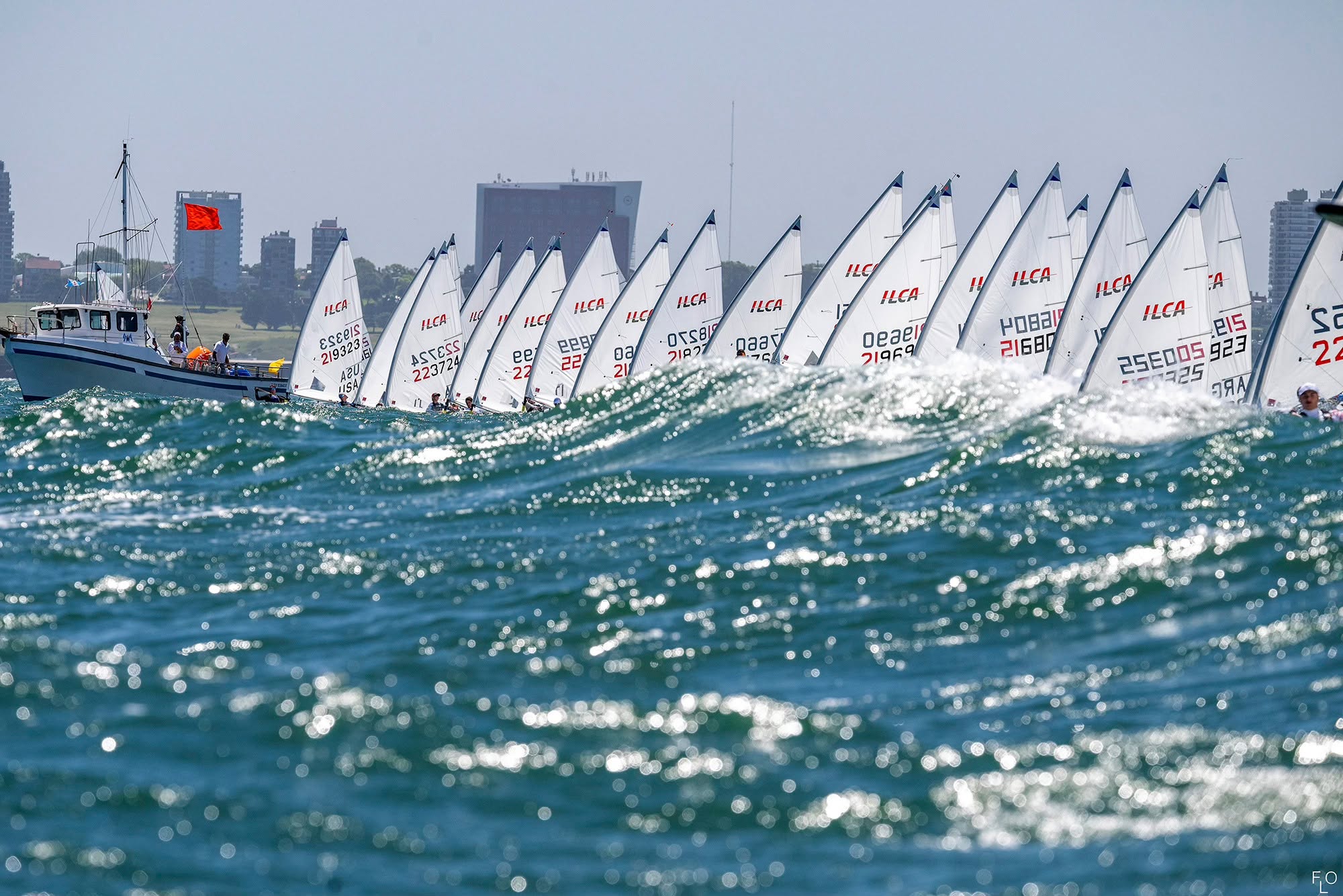 ILCA dinghies on the start line